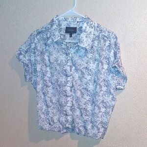 Hudson Gray NWOT Cropped Floral Swiss Dot Button Down Top S
